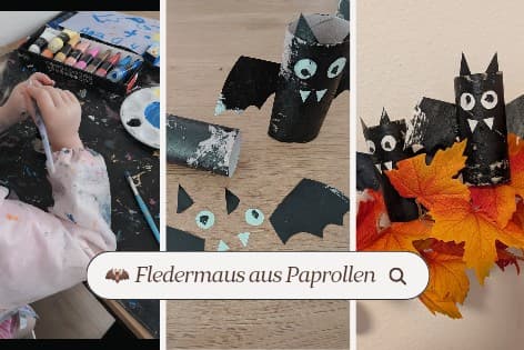Fledermäuse basteln mit Papprollen
